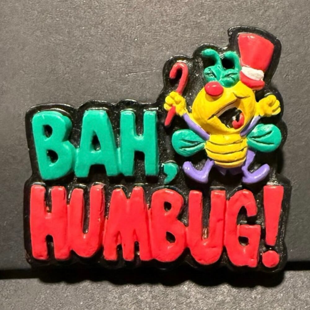 American Greetings, BAH HUMBUG! Holiday Brooch Pin Vintage